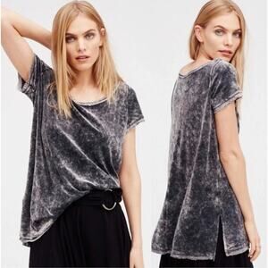 We the Free Doran Velvet Tee Medium dark gray acid wash tunic oversized grunge